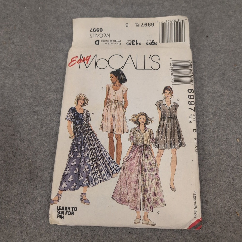 McCall's 6997 Misses Dress Jumpsuit Romper Sewing Pattern Size 8 10 12 Uncut VG